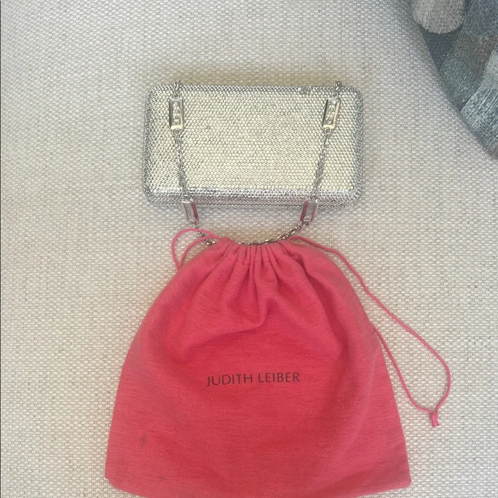 Judith Leiber Sparkling Silver Clutch. 6.5x3.5